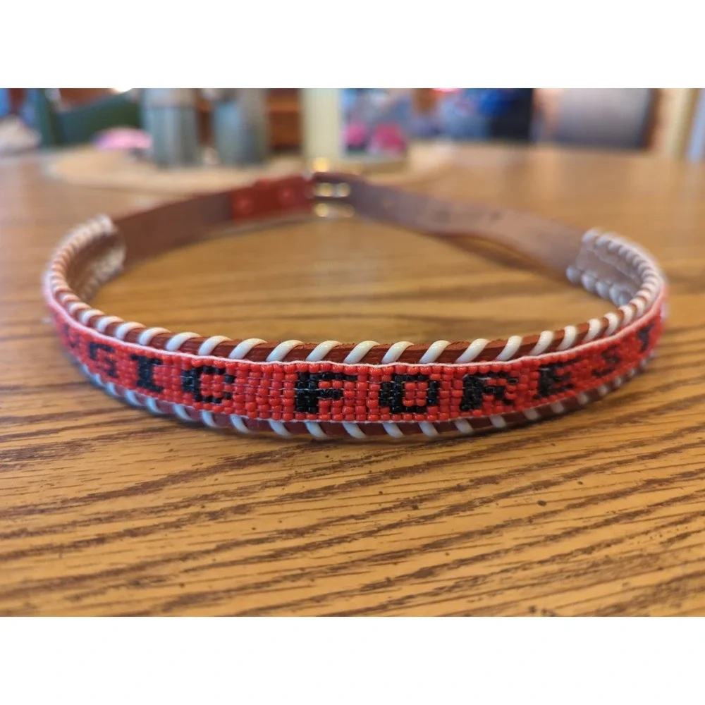 NOS Magic Forest Lake George NY Novelty Beaded Leather Belt Kids Youth Adult 26